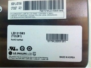 LB121S03-TD01 12.1 اینچ 800 ((RGB) × 600 400 cd/m2 فرکانس 60Hz TFT-LCD، LCM